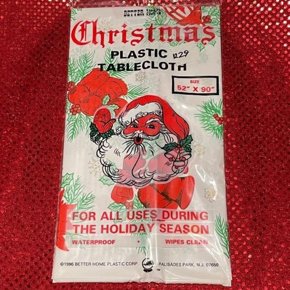 BETTER HOME CHRISTMAS 52" X 90" TABLECLOTH ~ WIPES CLEAN WATERPROOF PLASTIC - Picture 3 of 5